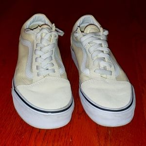 Vans size 5 mens, size 6.5 womens cream  color with white detail